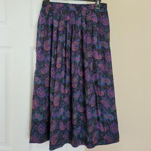Talbots VTG Women's 10P Paisley Skirt Gray Purple